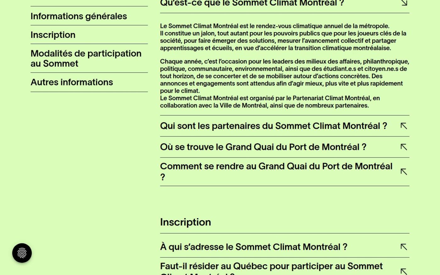 La foire aux questions de sommetclimatmtl.com : inscription, billets, tarifs et modalités de participation