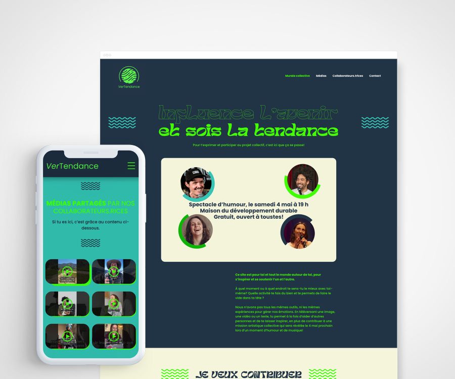 Site VerTendance, montré en versions bureau et mobile