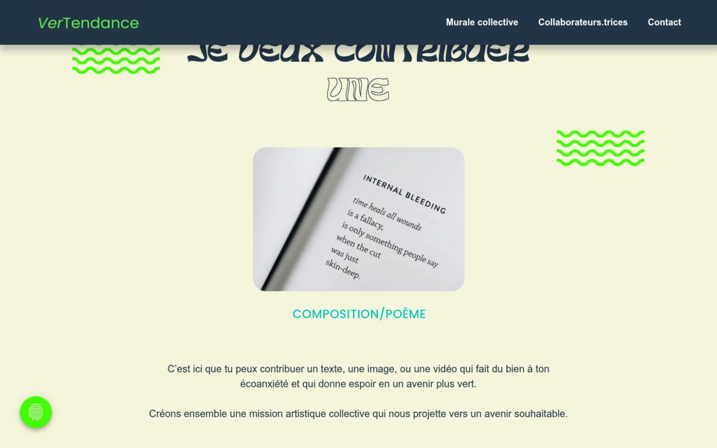 La section Contribuer de vertendance.ca : choisir un format et déposer sa création
